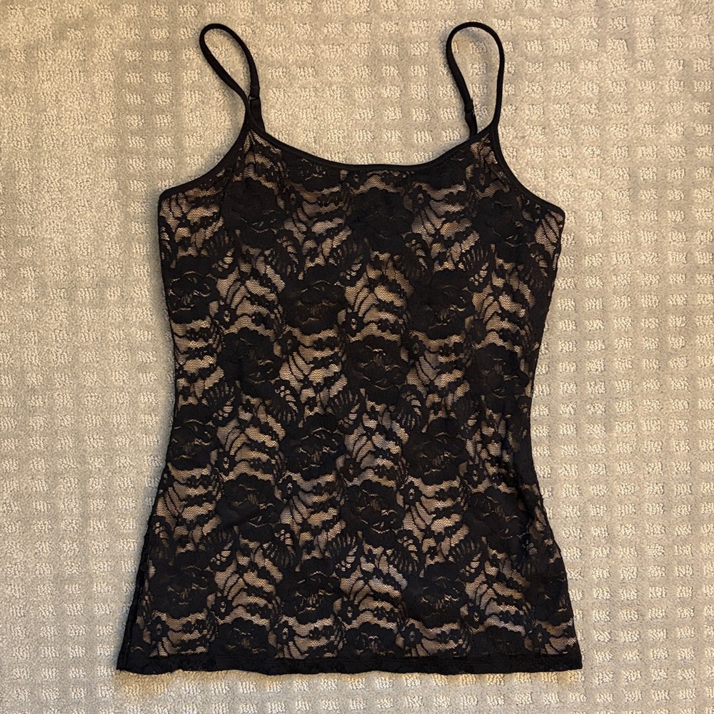 Black Lace Cami Tank Top with Adjustable Straps